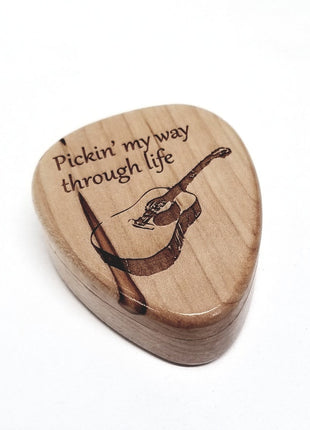Custom Engraved Handmade Wood Guitar Pick Box Guitar Design, Wood Guitar Picks, Wood Pick Case