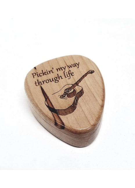 Guitar Design Pick Box Add Text, Custom Laser Engraved Handmade Pick Box