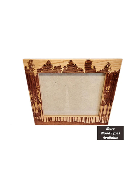 Buck and Doe in Woods Wooden Picture Frame 8"x10" Add Text, Personalized Custom Laser Engraved