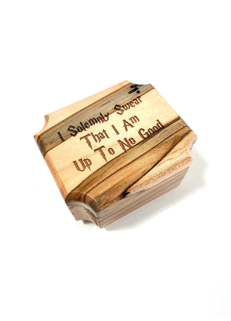 Wizards Mini Music Box Add Text, Personalized Handmade Custom Wood Small Wind Up Music Box