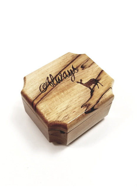 Always with Doe Mini Music Box Add Text, Personalized Handmade Custom Wood Small Wind Up Music Box